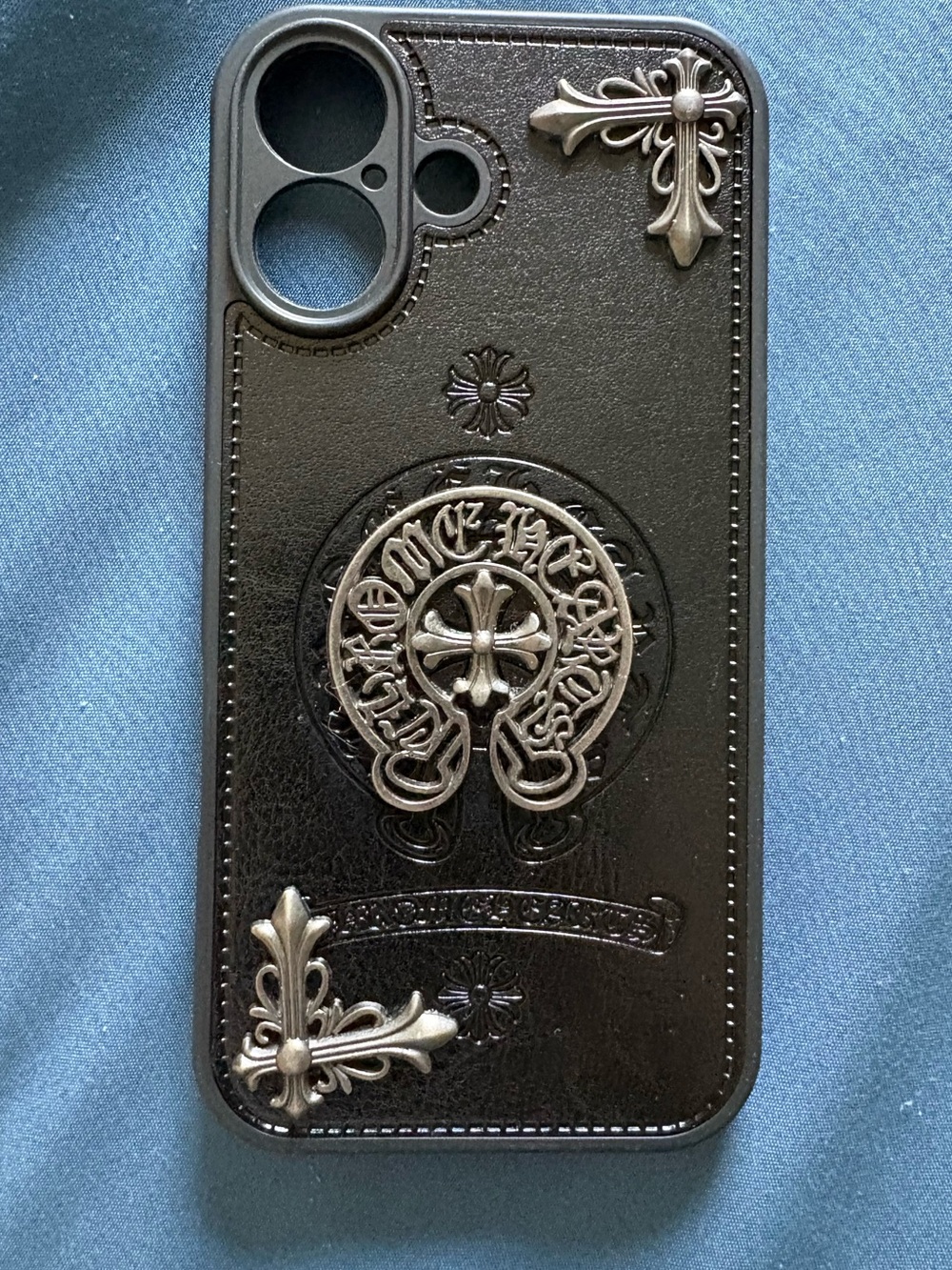 chrome hearts style iphone 16 phone case
